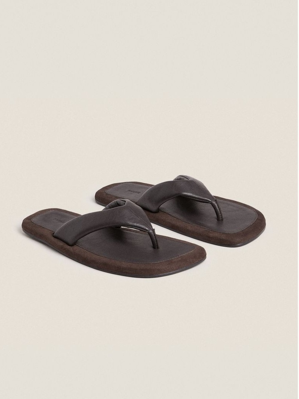 NWT Zara Home Leather Thong Sandals Slides Dark Brown Size 38 / 7.5